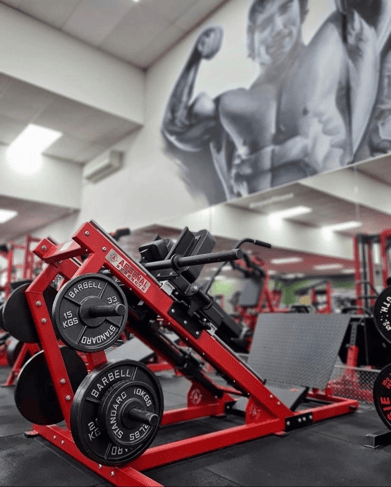 A Hack Squat Machine in a Custom Designed Gym